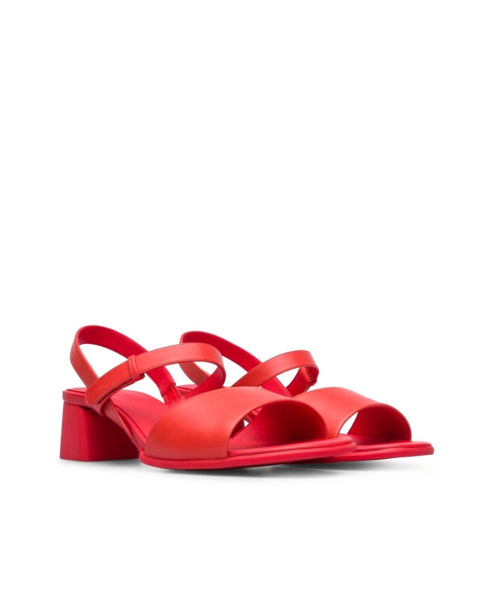 Sandalias de tacón de mujer de piel katie - Camper - Rojo Rojo-3