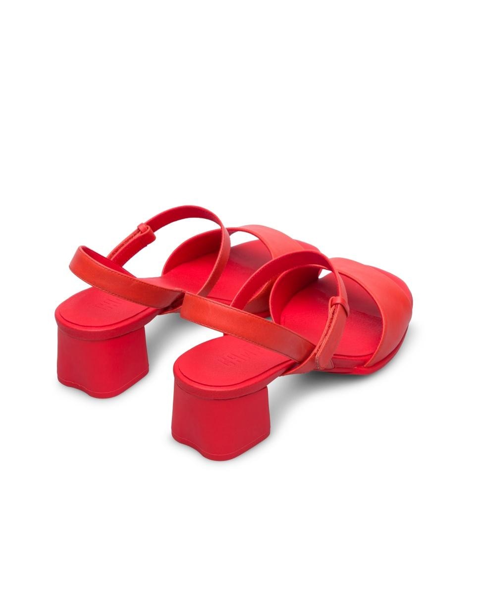 Sandalias de tacón de mujer de piel katie - Camper - Rojo Rojo-4