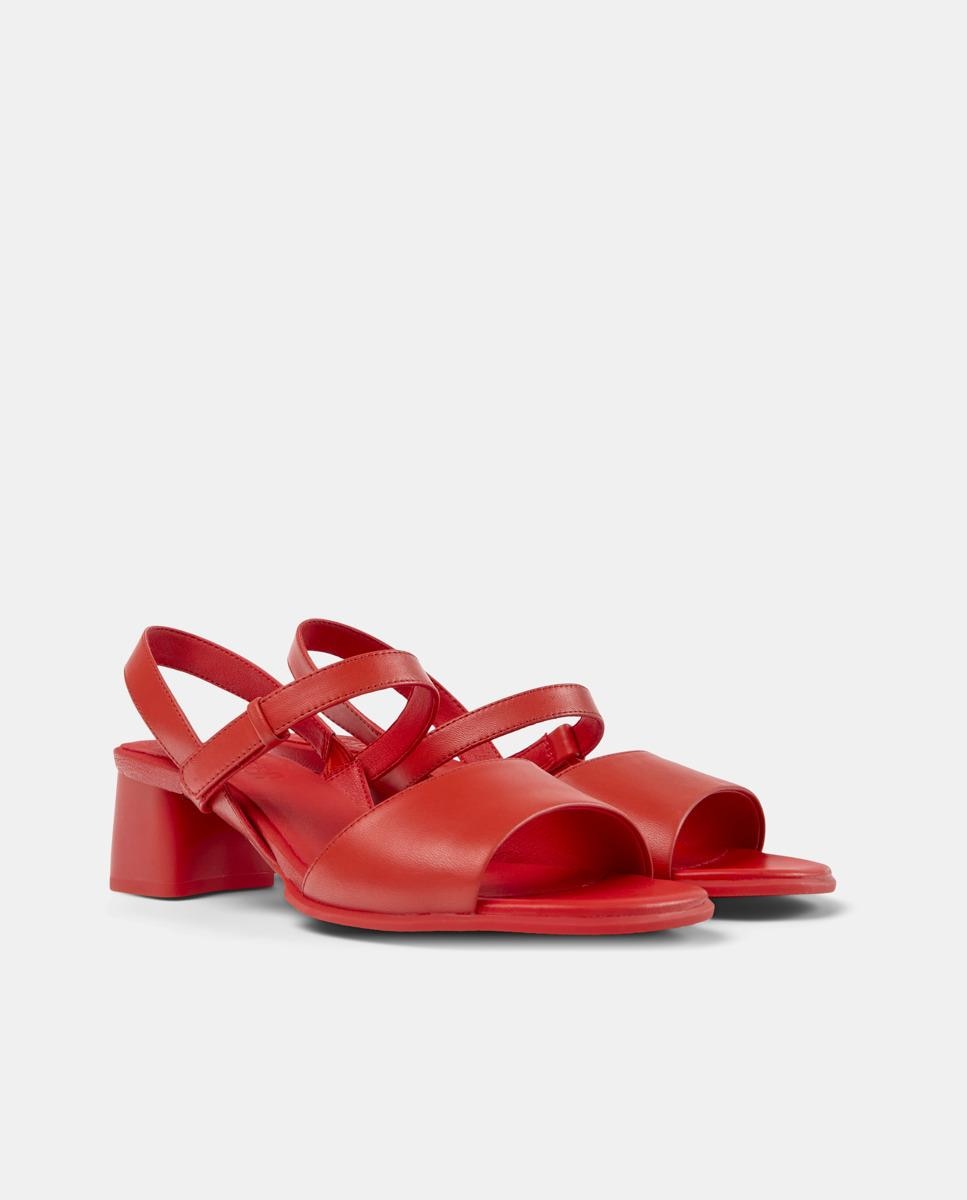 Sandalias de tacón de mujer de piel katie - Camper - Rojo Rojo-5
