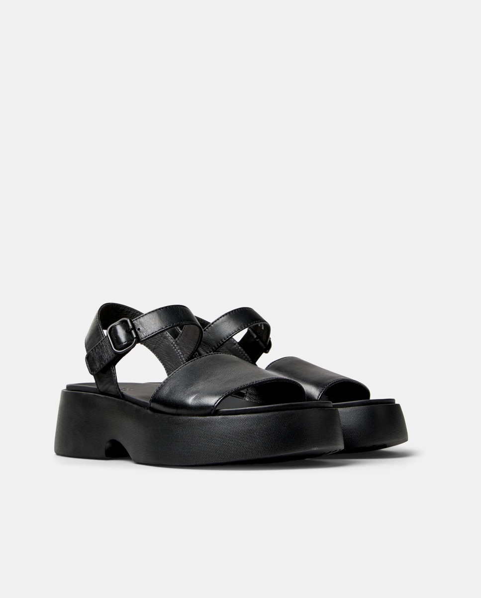 Sandalias de tacón de mujer de piel tasha - Camper - Negro Negro-3