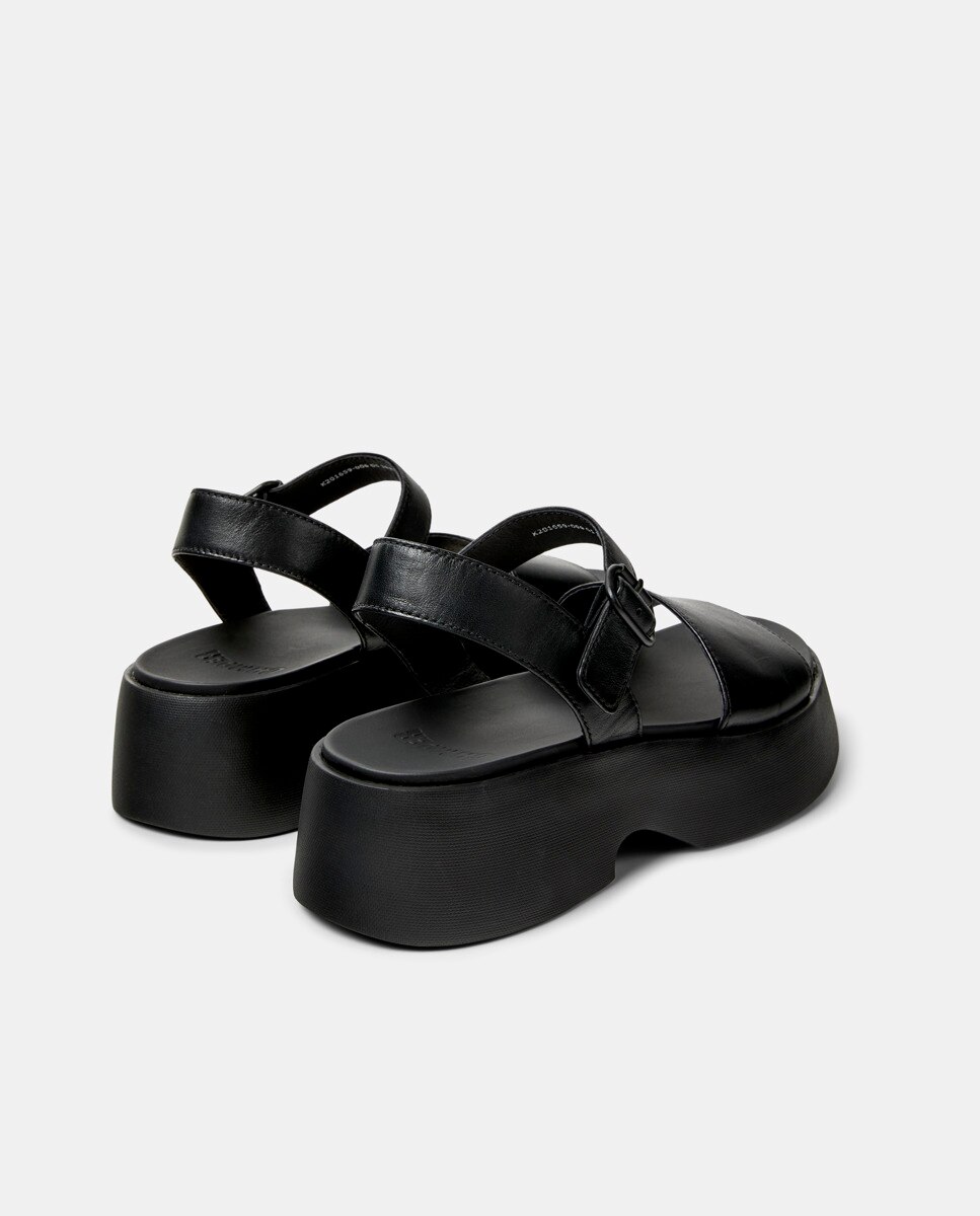 Sandalias de tacón de mujer de piel tasha - Camper - Negro Negro-4