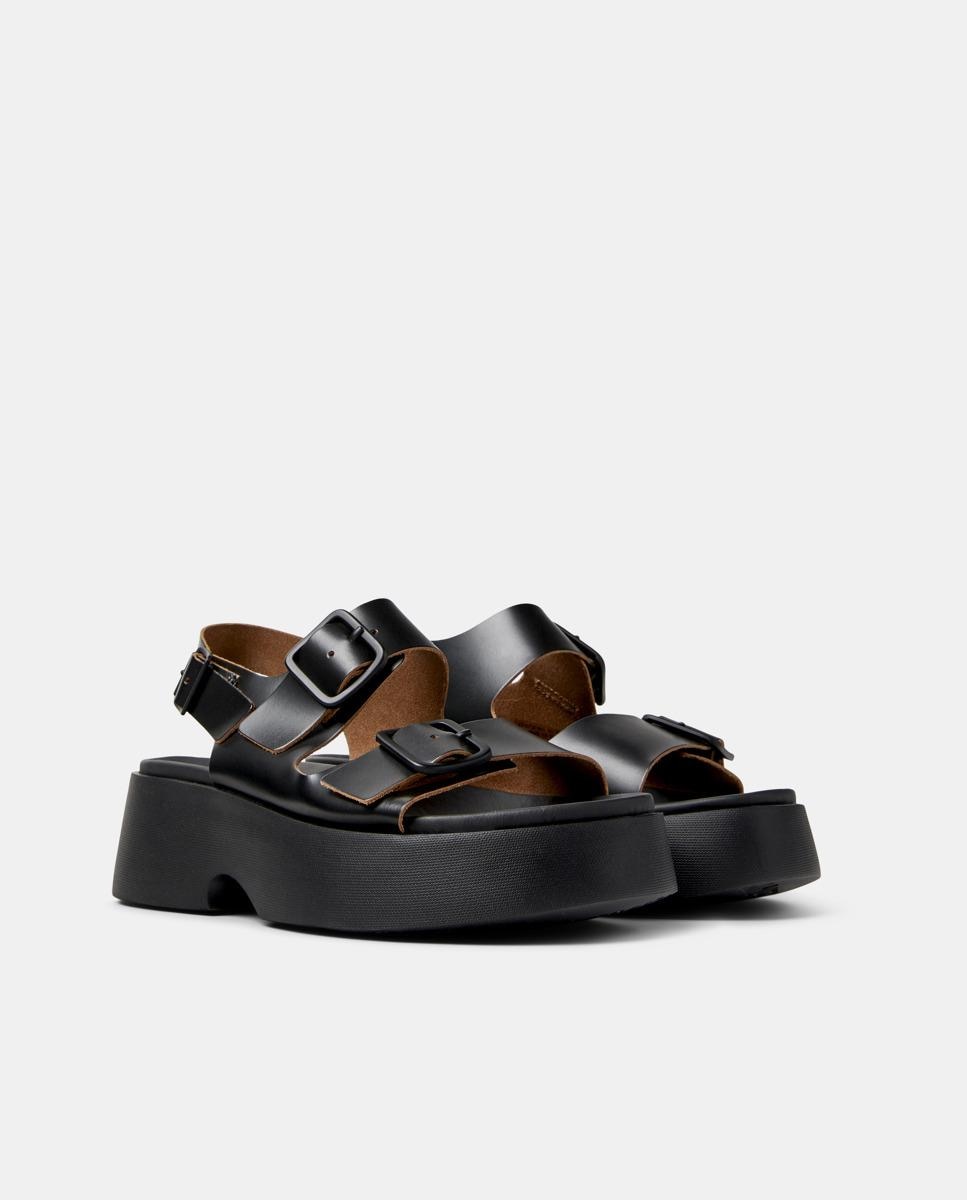 Sandalias de tacón de mujer de piel tasha - Camper - Negro Negro-5