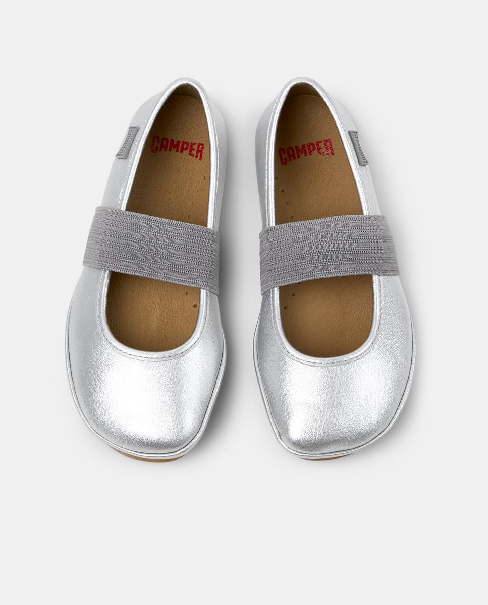 Bailarinas de niña right lisas de piel con elástico - Camper - Plata Plata-2