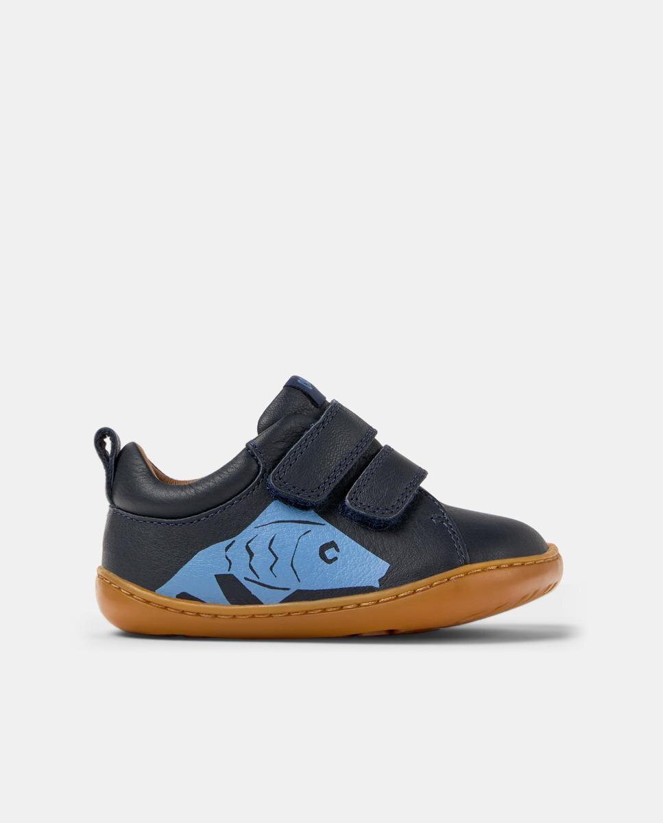 Zapatillas de piel de niños peu cami con cierre adherente - Camper - Azul Azul-1