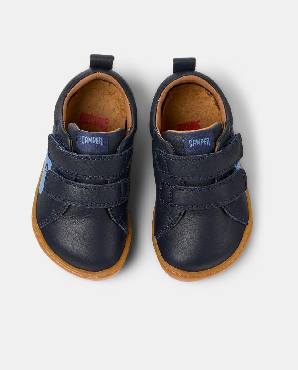 Zapatillas de piel de niños peu cami con cierre adherente - Camper - Azul Azul-2
