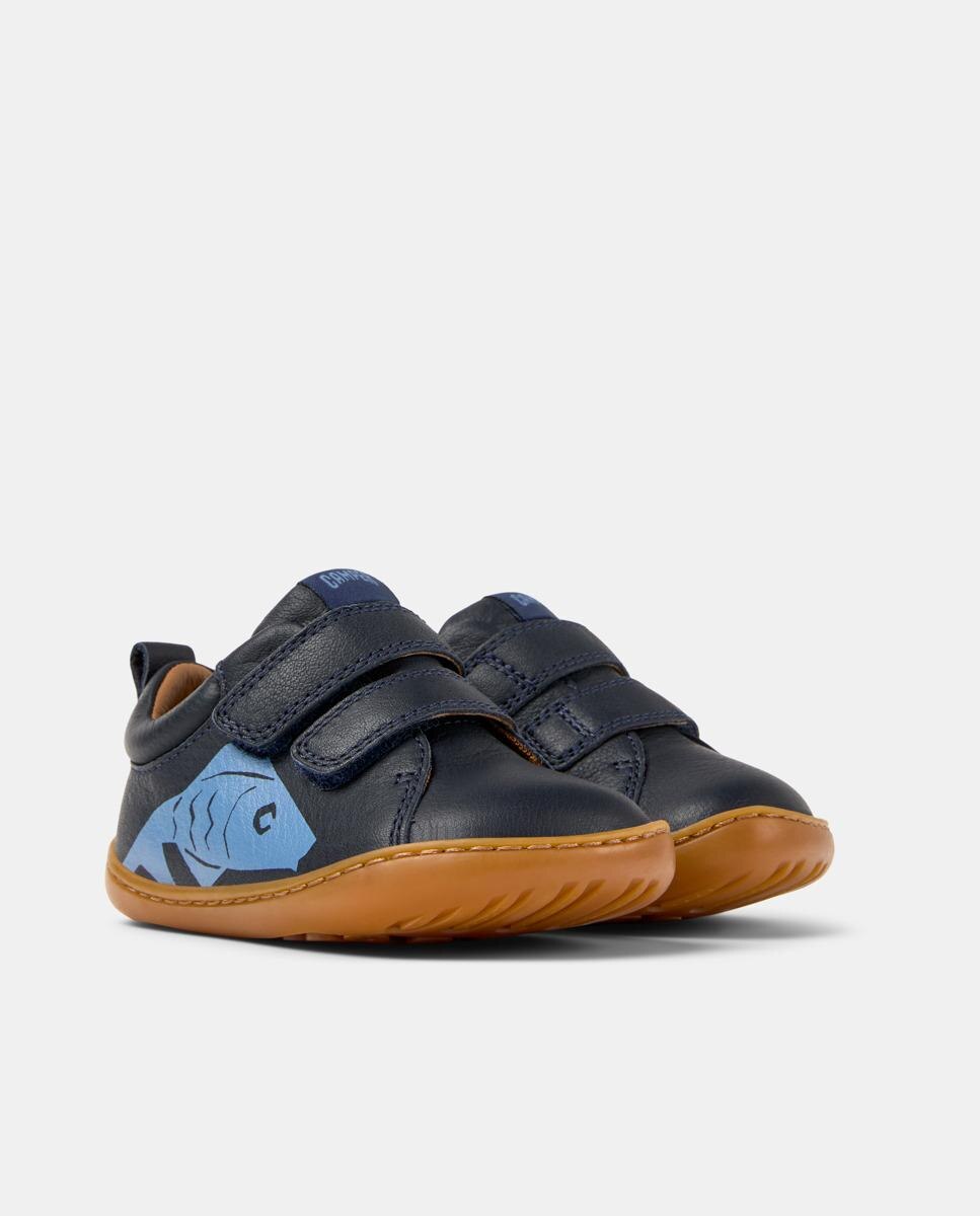 Zapatillas de piel de niños peu cami con cierre adherente - Camper - Azul Azul-5