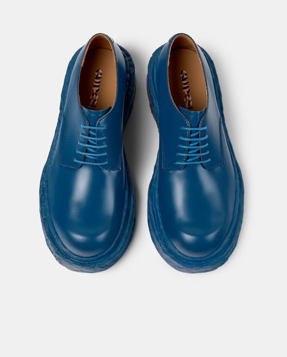 Zapatos de cordones unisex de piel con puntera redonda - camperlab - Azul Azul-3