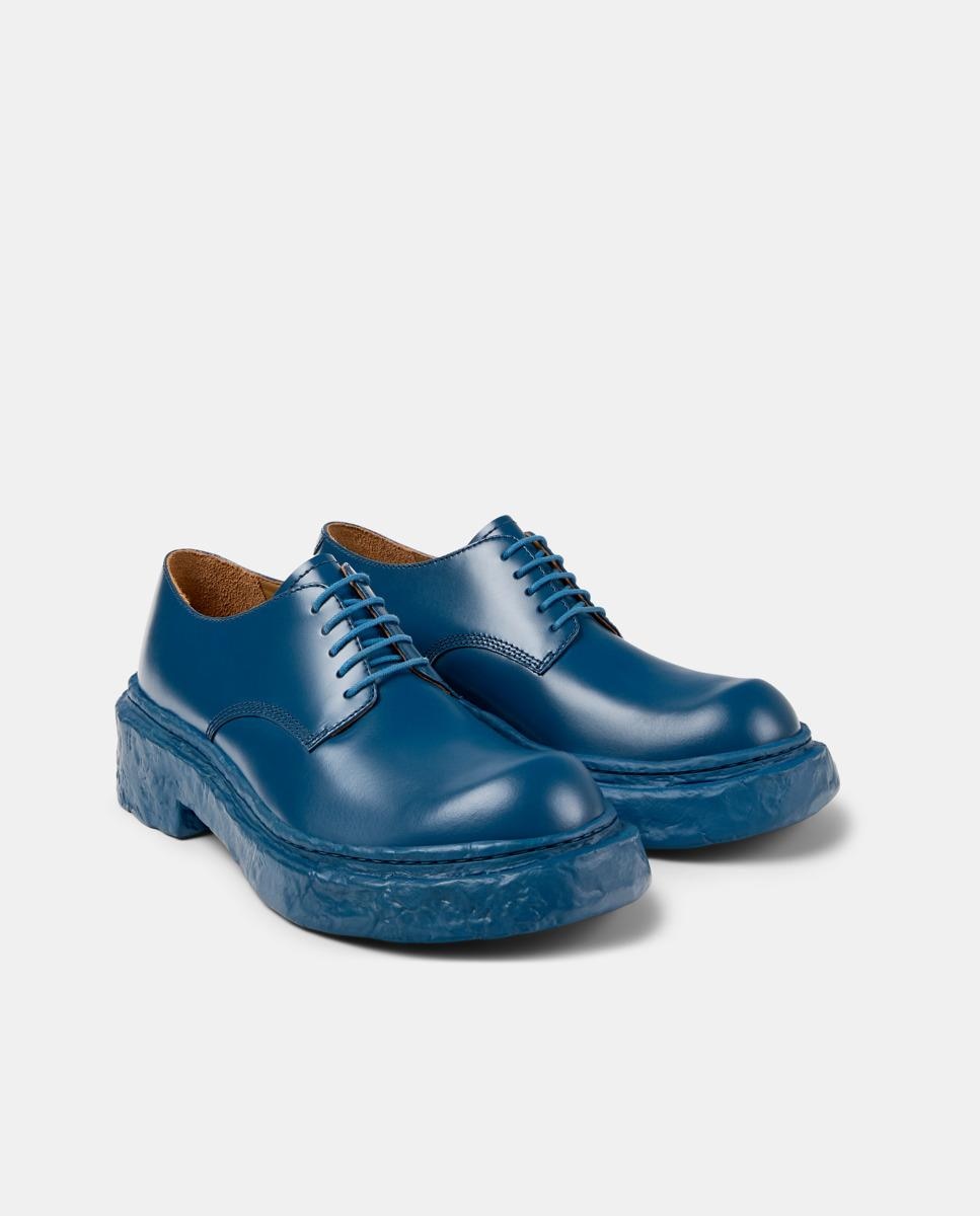 Zapatos de cordones unisex de piel con puntera redonda - camperlab - Azul Azul-5
