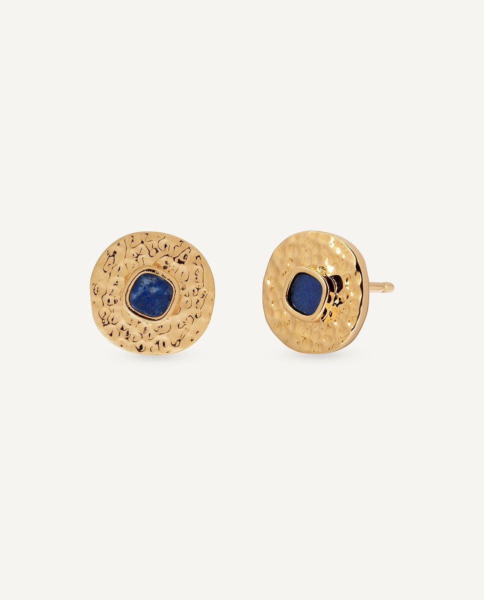 Imagen 0 de Pendientes de botón gleam bañados en oro de 18 kt Azul