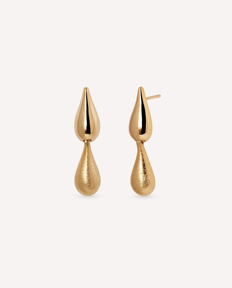 Pendientes Drop Dual bañados en oro de 18 kt Oro-1