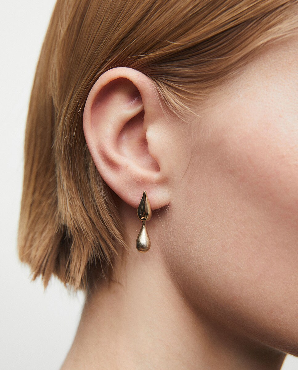 Pendientes Drop Dual bañados en oro de 18 kt Oro-2