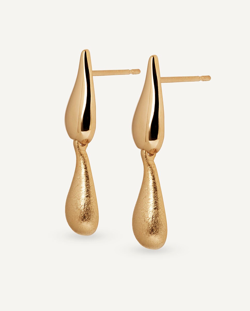 Pendientes Drop Dual bañados en oro de 18 kt Oro-4