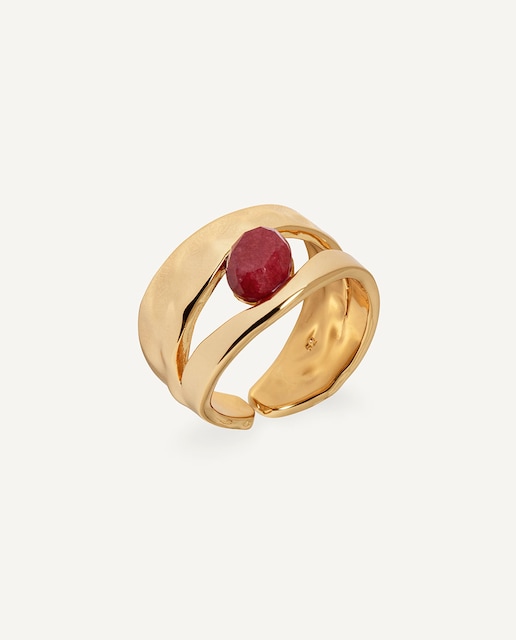 Imagen 0 de Anillo Salada de María G. de Jaime bañado en oro de 18 kt con ágata roja