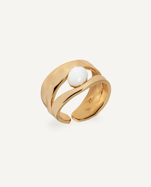 Imagen 0 de Anillo Reflexe de María G. de Jaime bañado en oro de 18 kt con madreperla