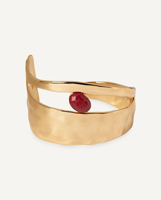 Imagen 0 de Pulsera Salada de María G. de Jaime bañada en oro de 18 kt con ágata roja