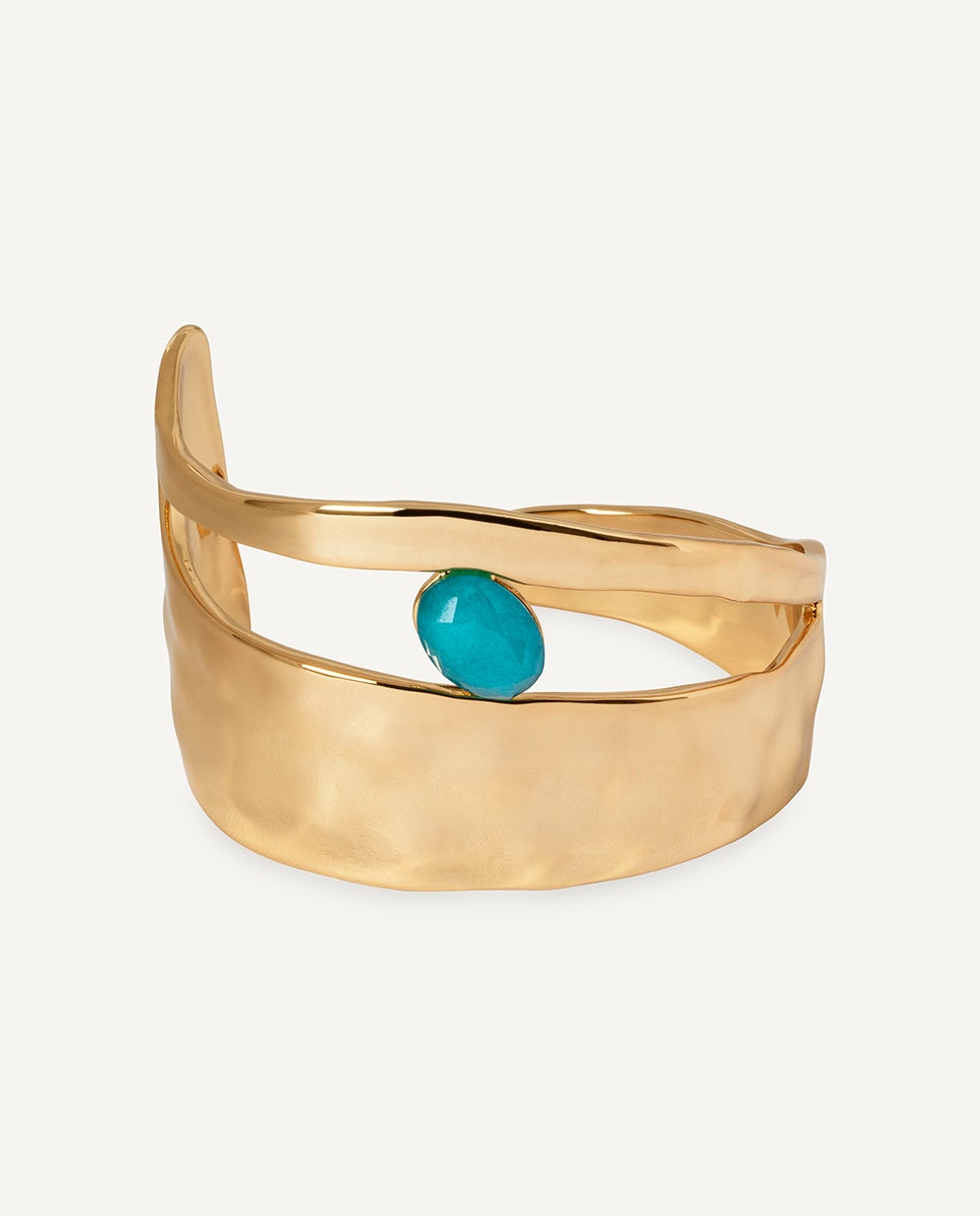 Pulsera illeta de maría g. de jaime bañada en oro de 18 kt con ágata turquesa