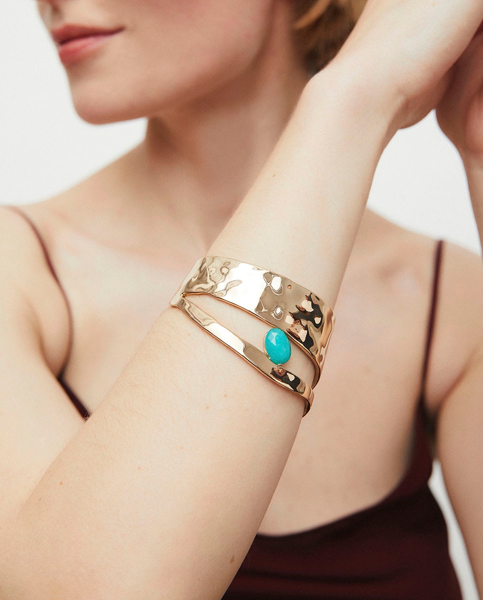 Pulsera illeta de maría g. de jaime bañada en de 18 kt con ágata turquesa - Vidal & Vidal - Oro Oro-2