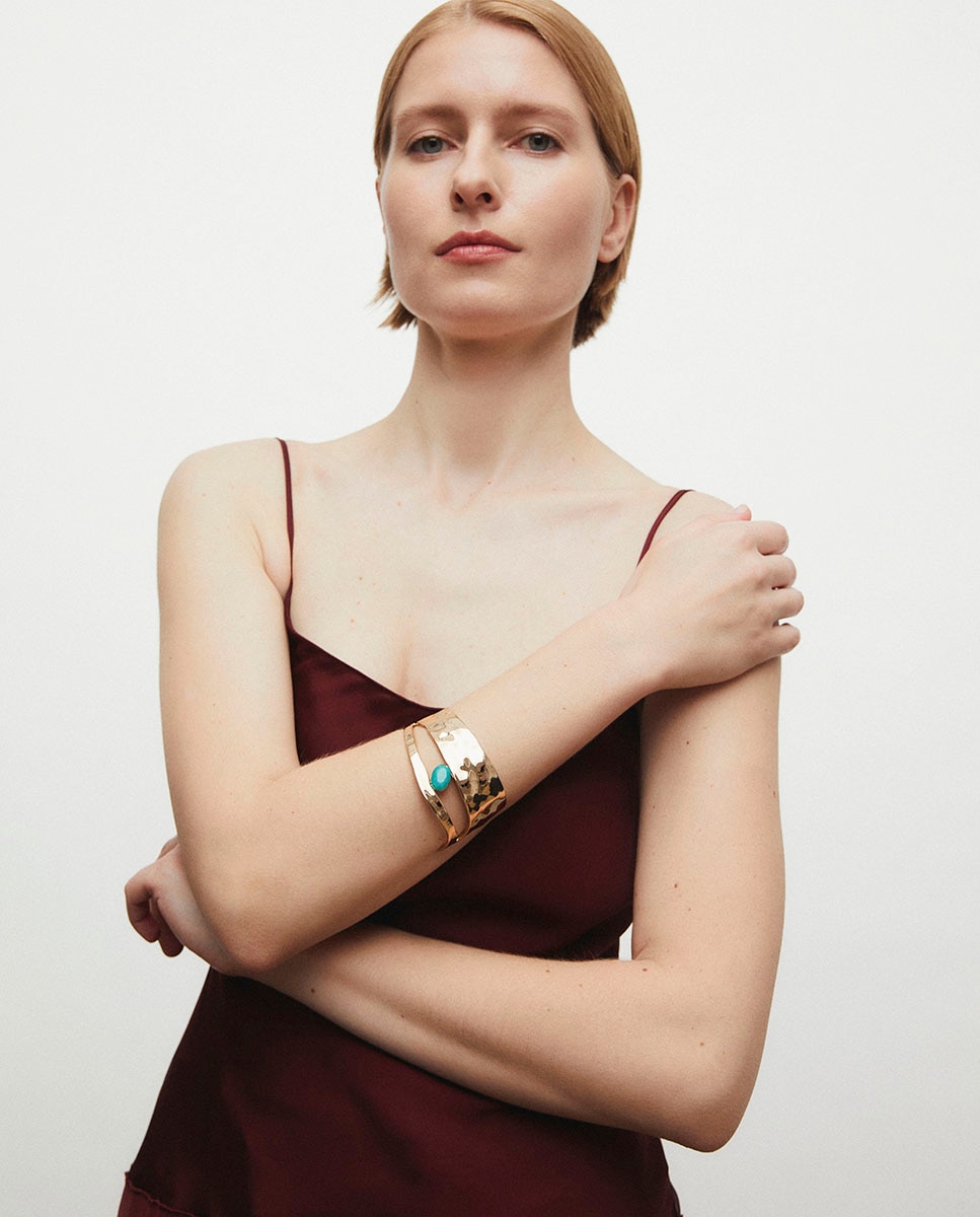 Pulsera illeta de maría g. de jaime bañada en de 18 kt con ágata turquesa - Vidal & Vidal - Oro Oro-3