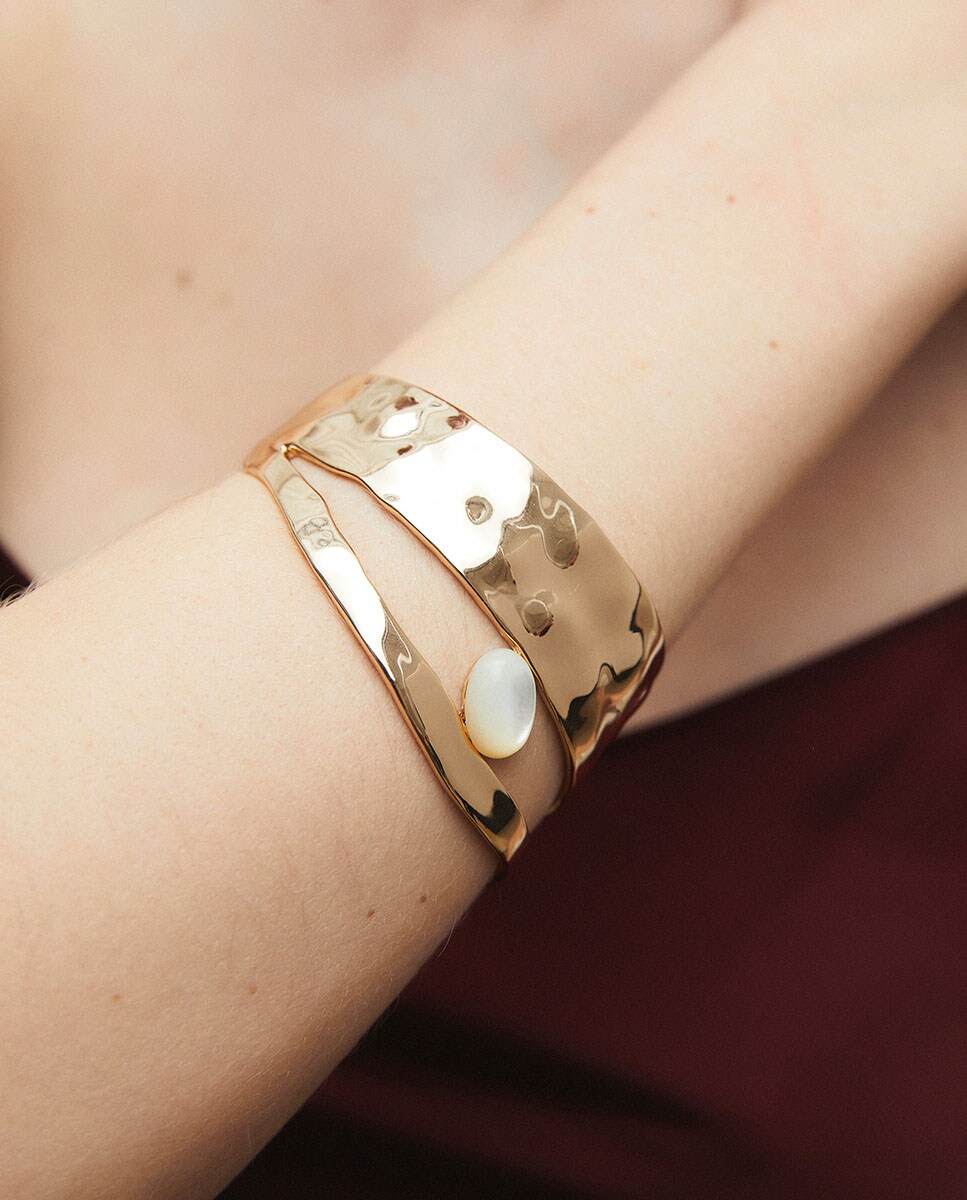 Pulsera Reflexe de María G. de Jaime bañada en oro de 18 kt con madreperla Blanco-2