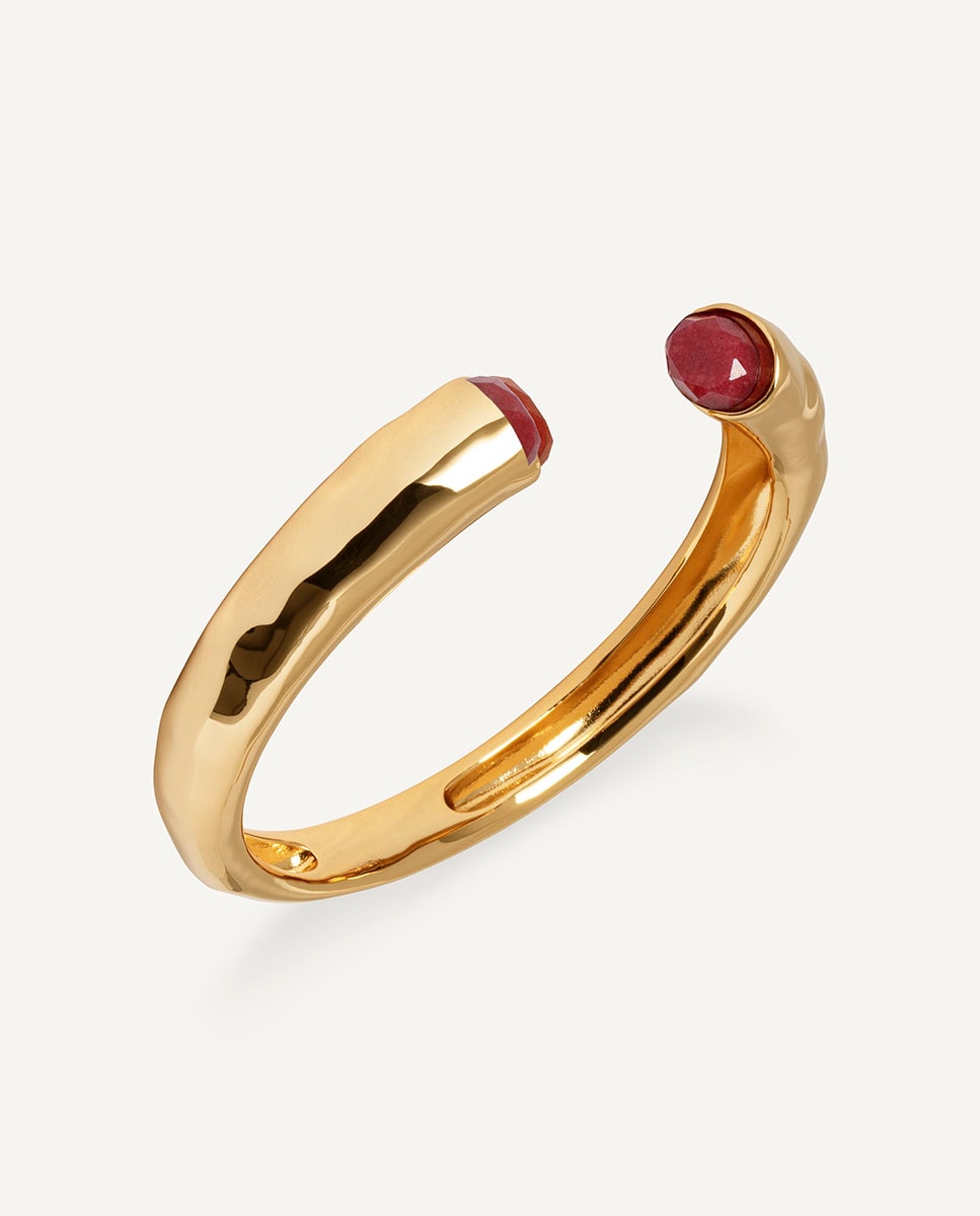 Pulsera Salada de María G. de Jaime bañada en oro de 18 kt con ágata roja Rojo-1