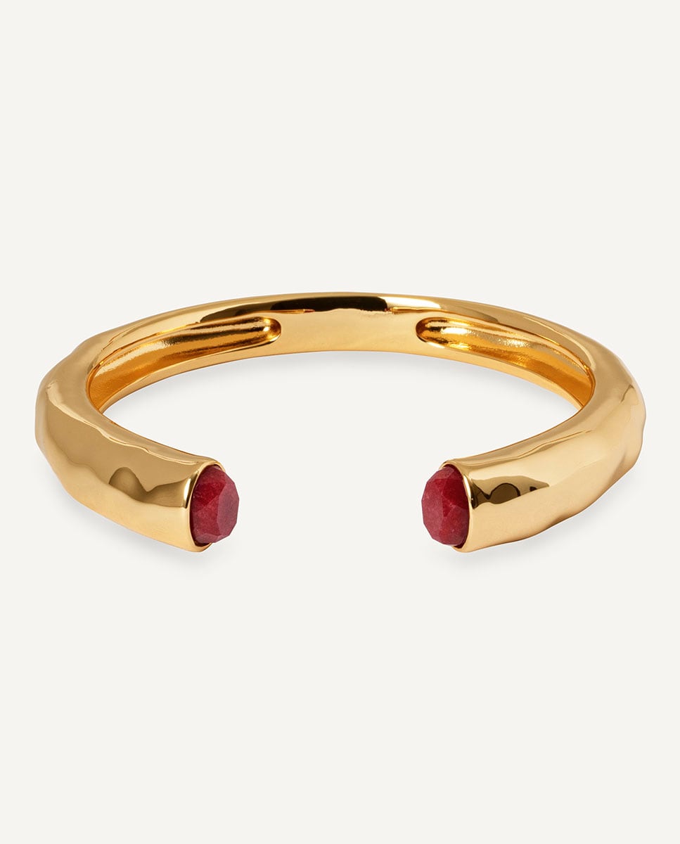 Pulsera Salada de María G. de Jaime bañada en oro de 18 kt con ágata roja Rojo-4