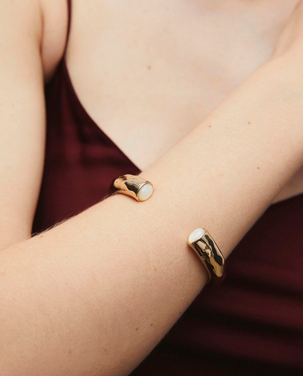 Pulsera reflexe de maría g de jaime bañada en oro de 18 kt con madreperla - Vidal & Vidal - Blanco Blanco-2