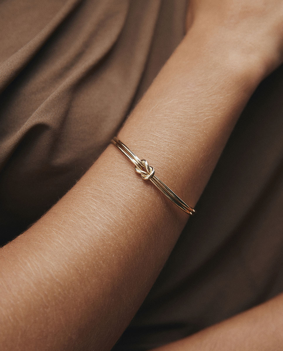 Brazalete liso nexo bañado en oro de 18 kt - Vidal & Vidal - Oro Oro-2