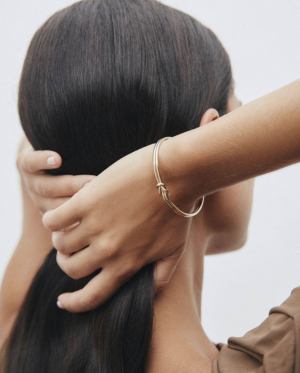 Brazalete liso nexo bañado en oro de 18 kt - Vidal & Vidal - Oro Oro-3