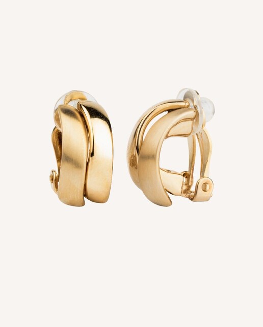 Imagen 0 de Pendientes satinados bañados en oro 18 kt
