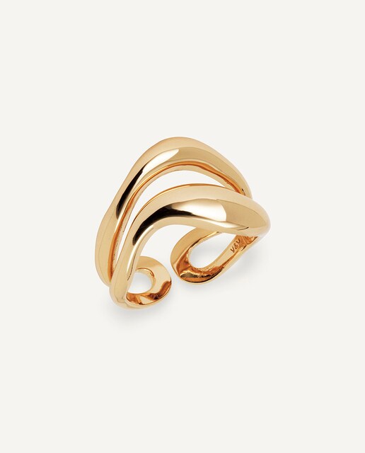 Imagen 0 de Anillo espiral Waves bañado en oro de 18 kt