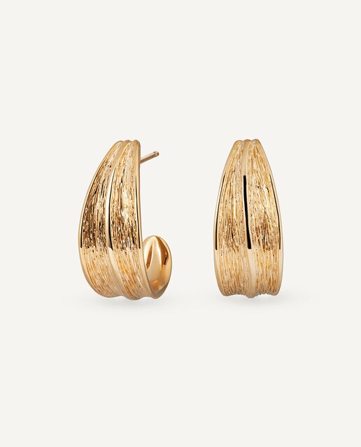 Imagen 0 de Pendientes semiluna textura Curve bañados en oro de 18 kt