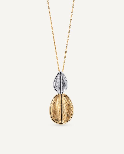 Imagen 0 de Collar hojas Curve dúo bañado en oro de 18 kt