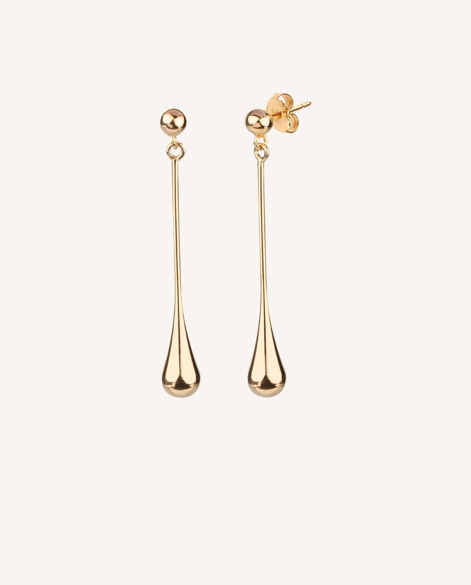 Imagen 0 de Pendientes largos con forma de gota bañados en oro 18 kt Oro