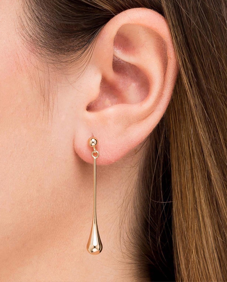 Pendientes largos con forma de gota bañados en oro 18 kt - Vidal & Vidal - Oro Oro-2