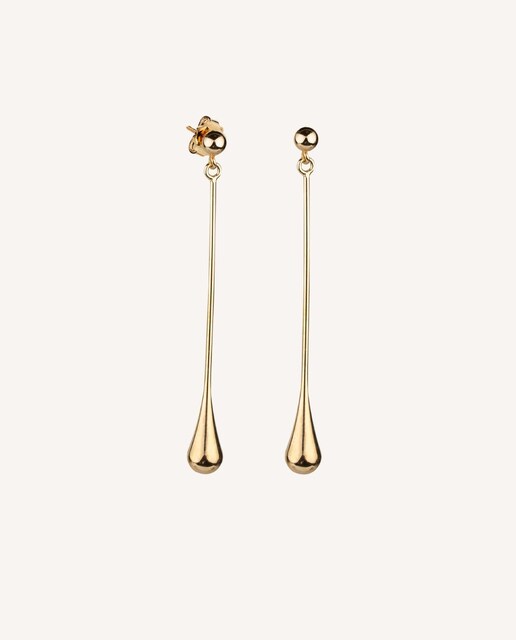 Imagen 0 de Pendientes largos gotas bañados en oro 18 kt