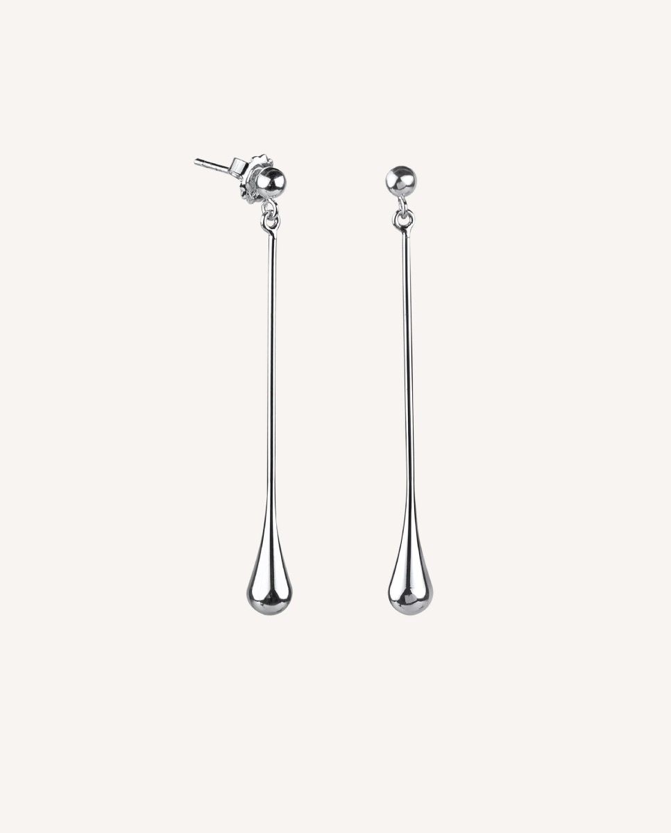 Imagen 0 de Pendientes largos con forma de gota bañados en plata de ley 925 Plata
