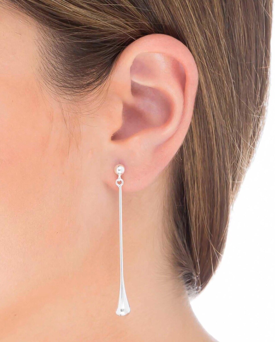 Pendientes largos con forma de gota bañados en plata de ley 925 - Vidal & Vidal - Plata Plata-2