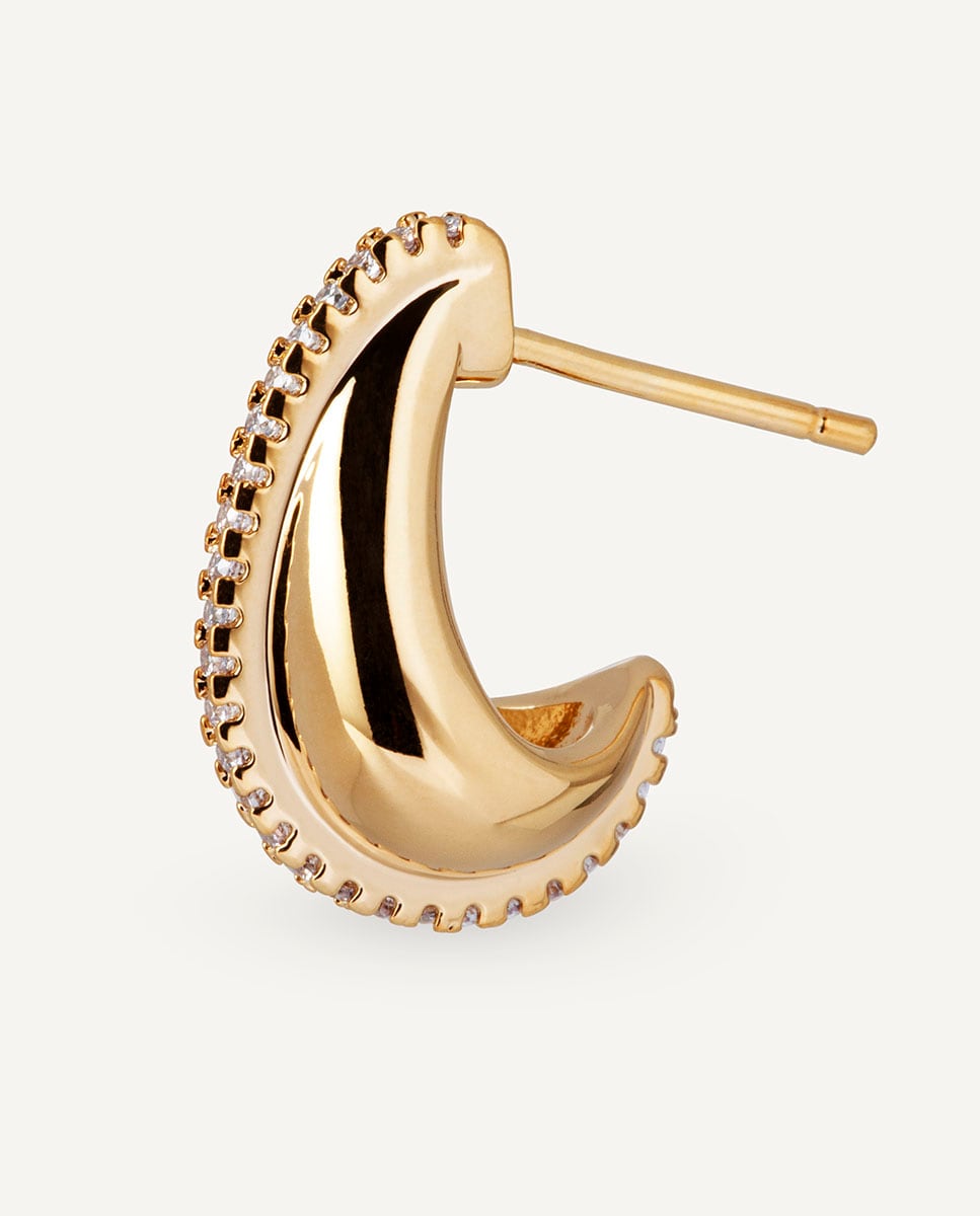 Pendientes semi aro bañados en oro de 18 kt con circonitas Oro-2