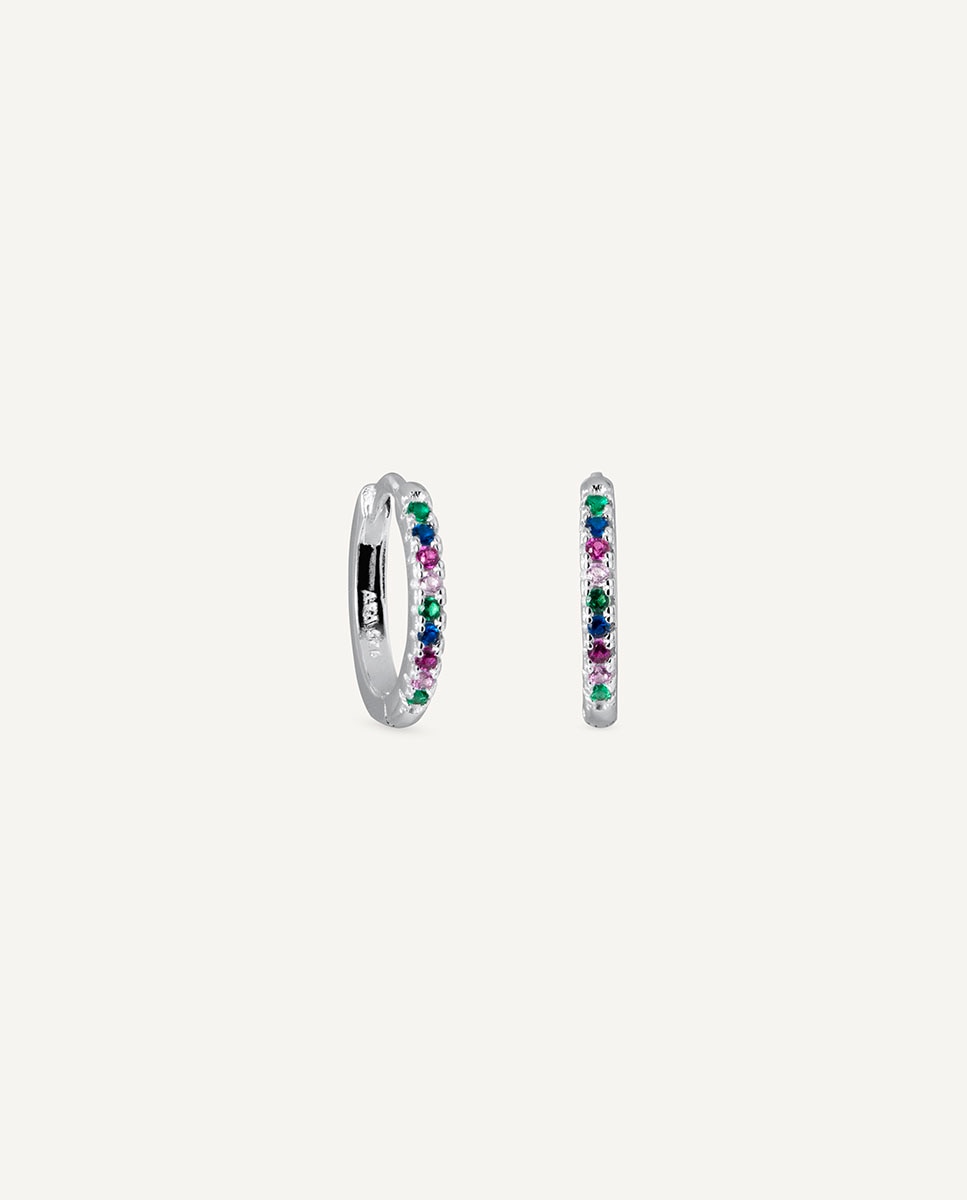 Pendientes de plata de ley 925 aro con circonitas multicolor - Vidal & Vidal - Plata Plata-1