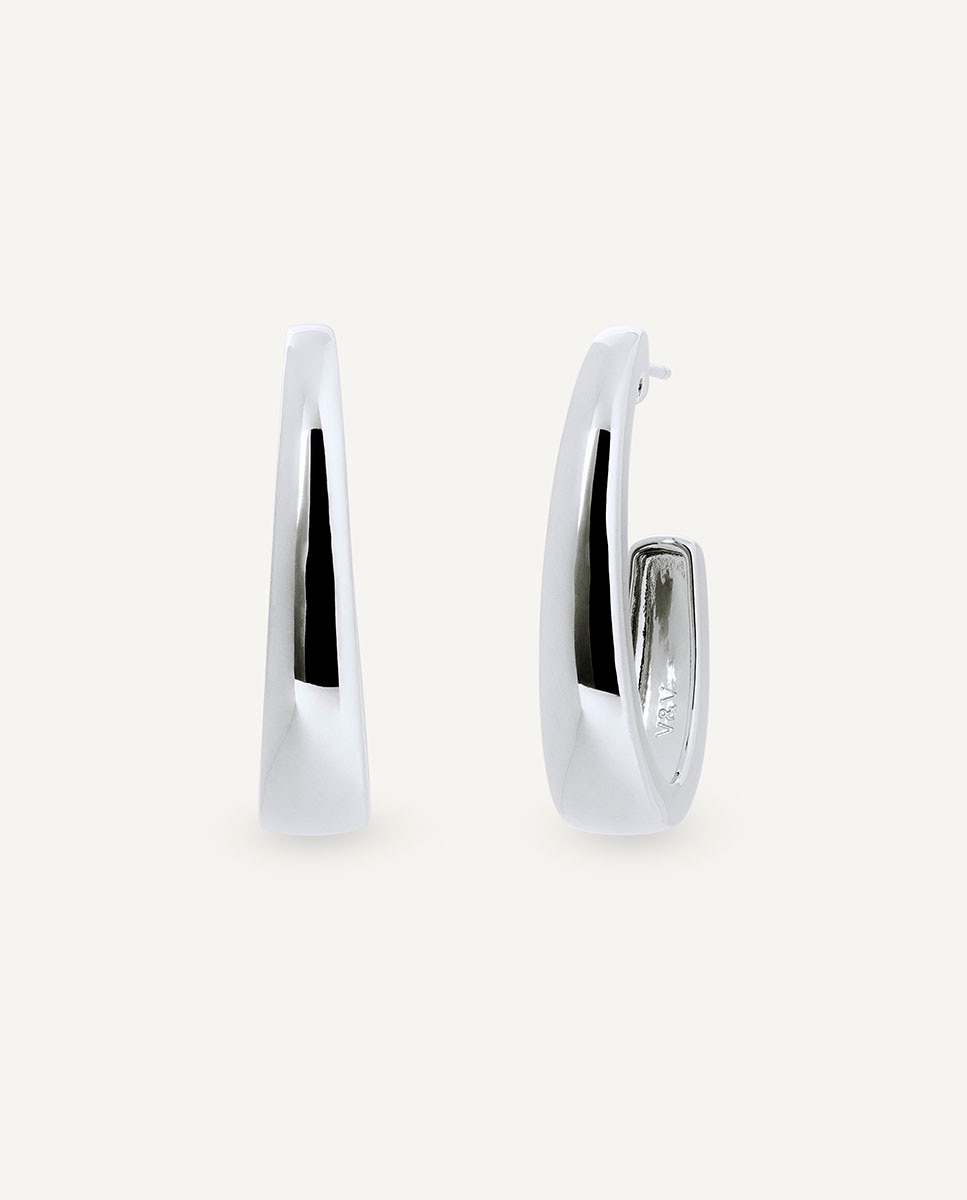 Imagen 0 de Pendientes de aro arc bañados en plata de ley 925 Plata metalizada