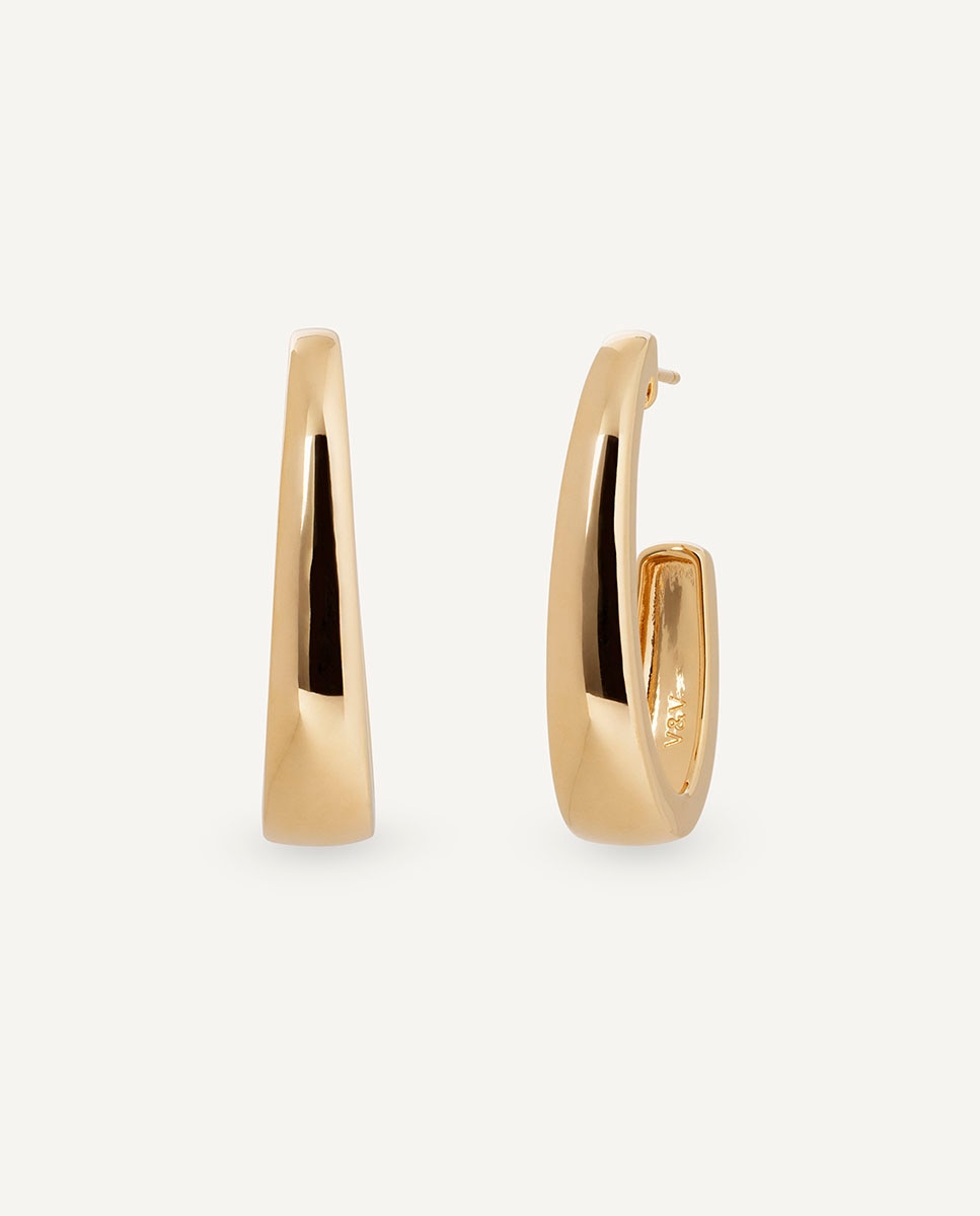 Imagen 0 de Pendientes de aro arc bañados en oro de 18 kt Dorado