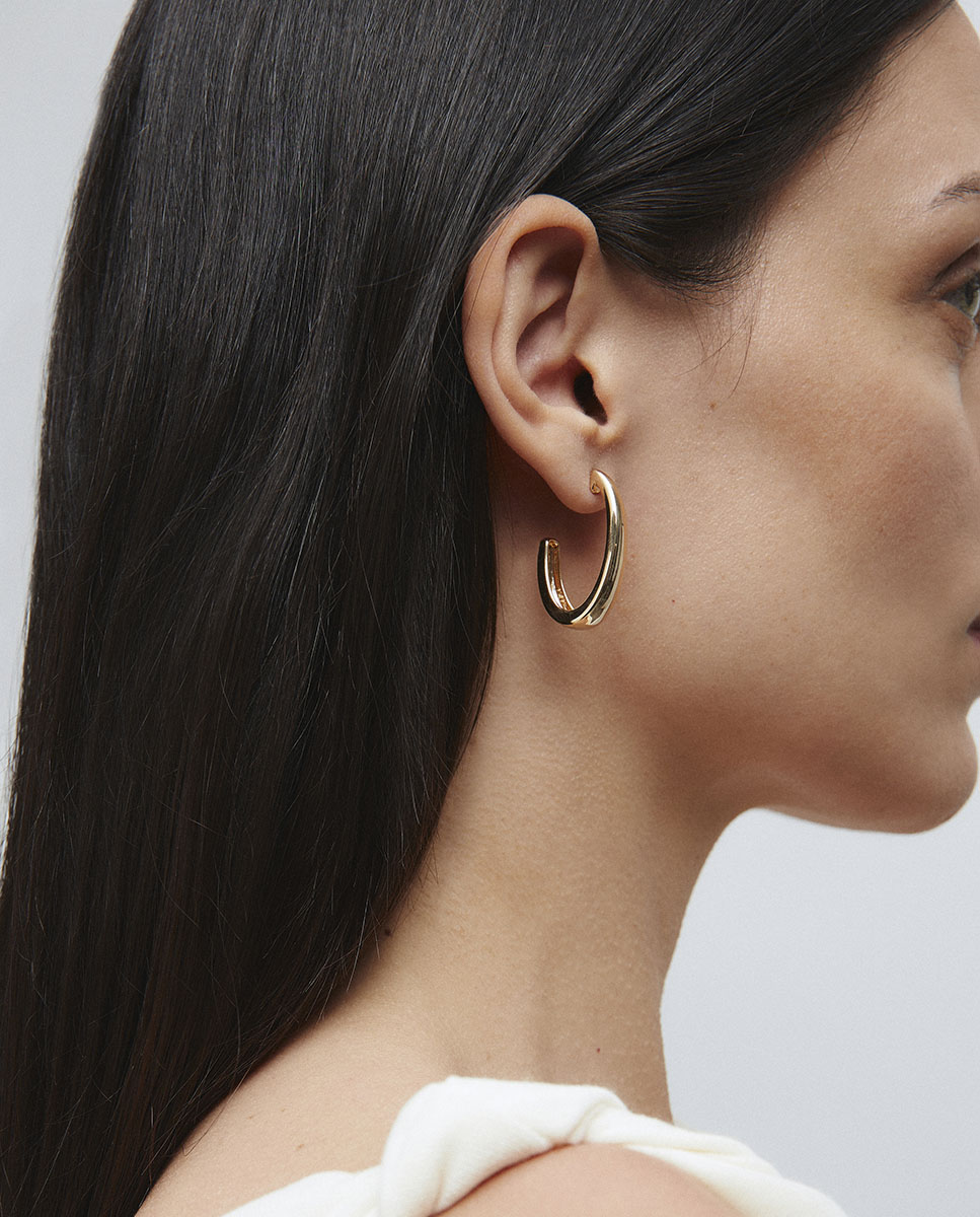 Pendientes de aro arc bañados en oro de 18 kt - Vidal & Vidal - Dorado Dorado-2