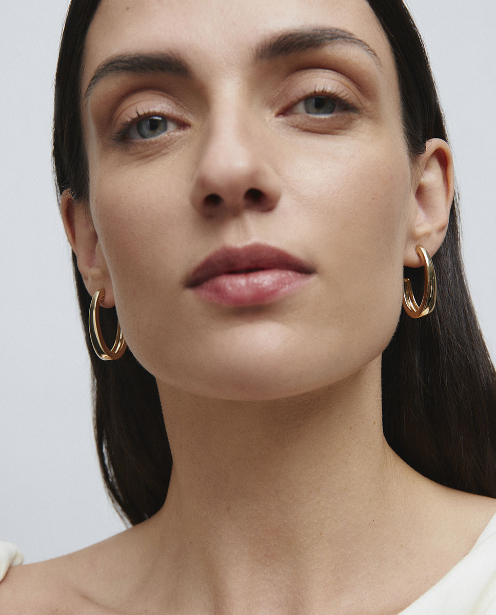 Pendientes de aro arc bañados en oro de 18 kt - Vidal & Vidal - Dorado Dorado-3