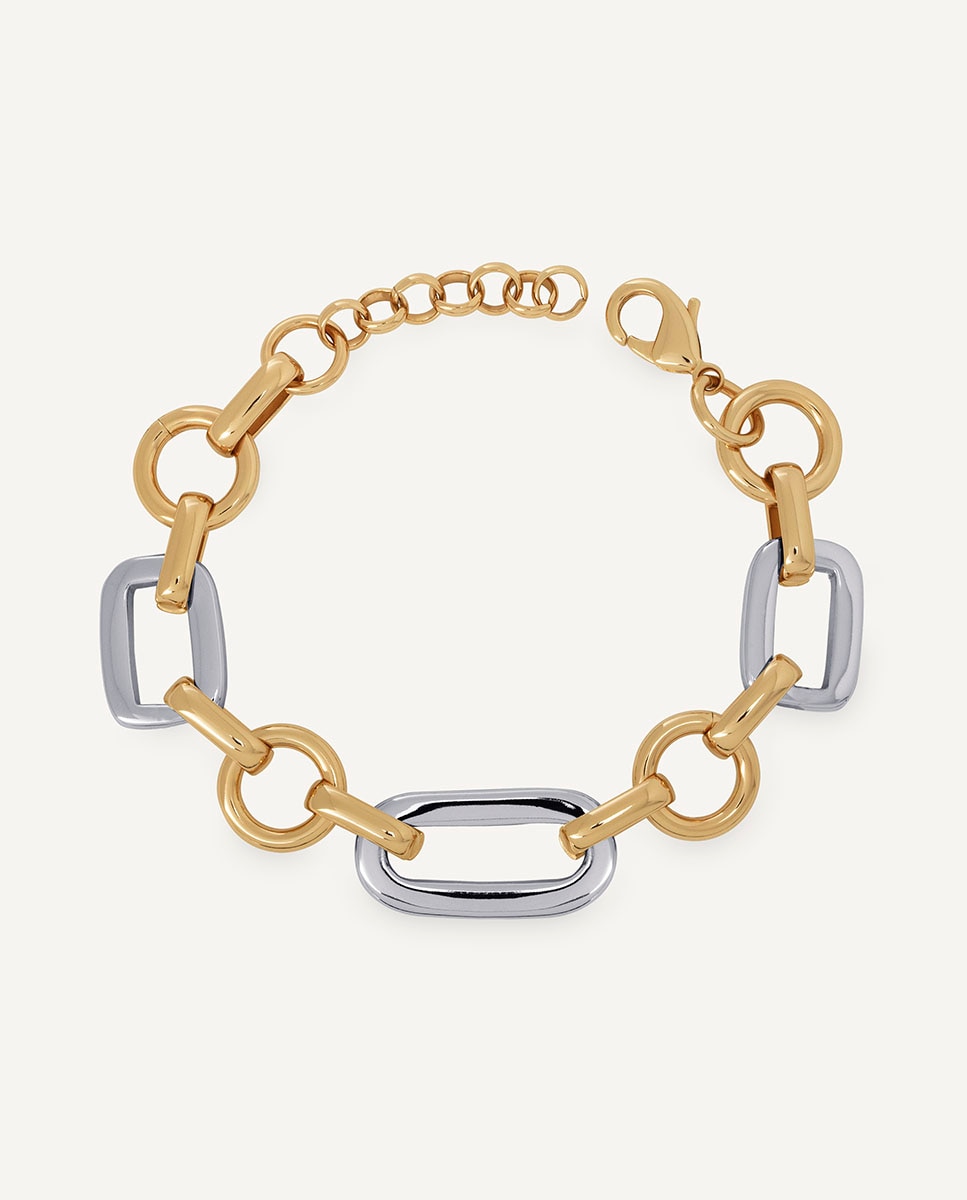 Pulsera de cadena dúo eslabones bival bañada en oro de 18 kt