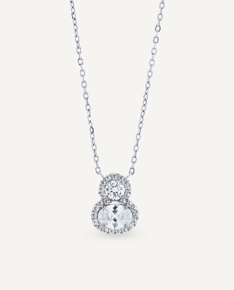 Collar lily de plata de ley 925 con baño en platino y circonitas - Vidal & Vidal - Plateado Plateado-1