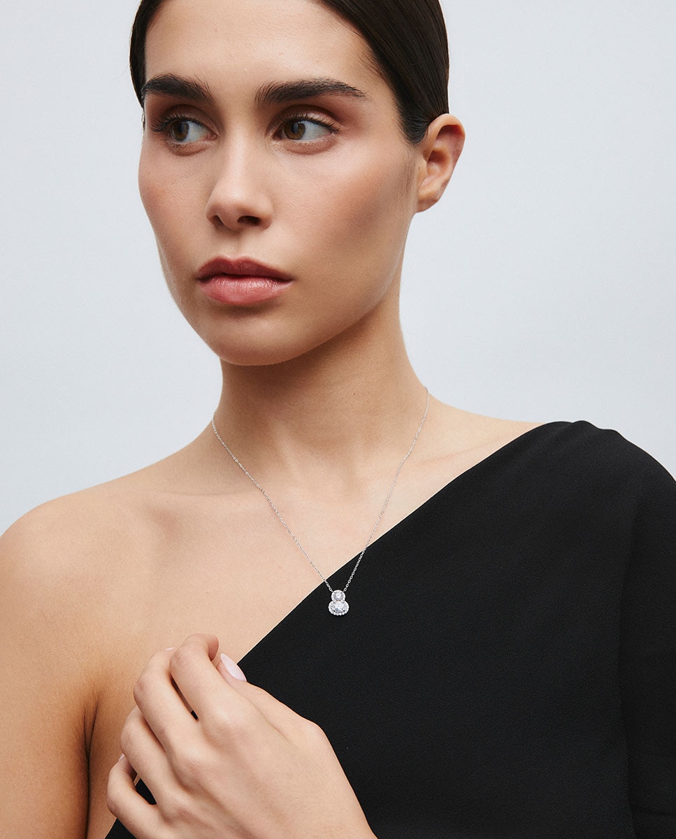 Collar lily de plata de ley 925 con baño en platino y circonitas - Vidal & Vidal - Plateado Plateado-3