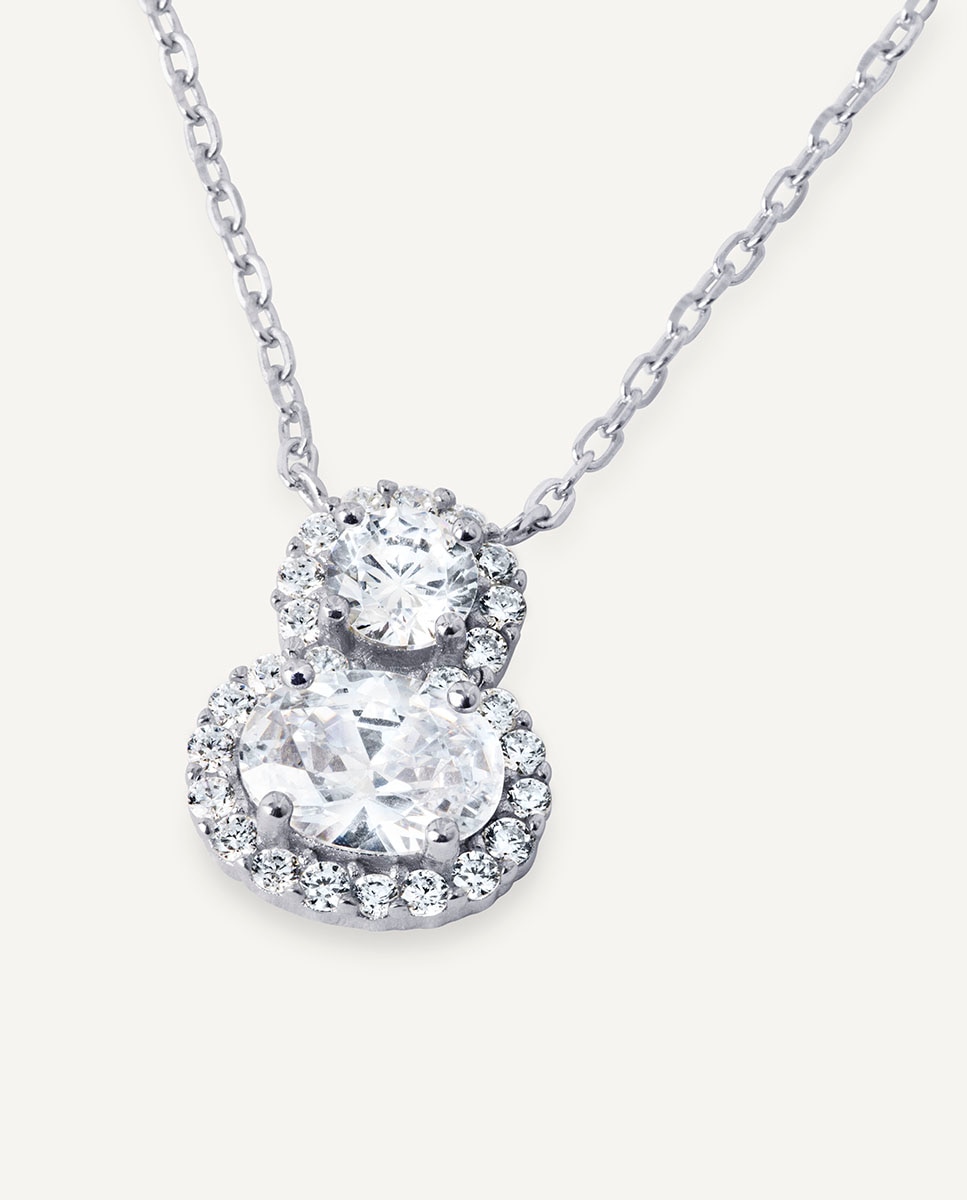 Collar lily de plata de ley 925 con baño en platino y circonitas - Vidal & Vidal - Plateado Plateado-4