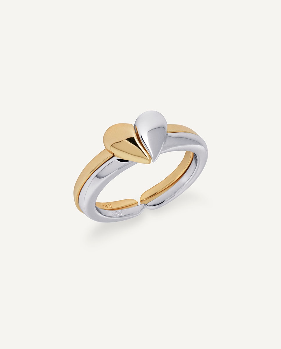 Anillo liso cor dúo bañado en oro de 18 kt