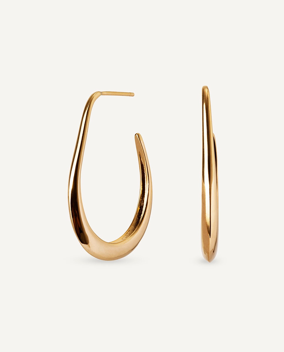 Pendiente grande patti baño de oro de 18kt Oro-1