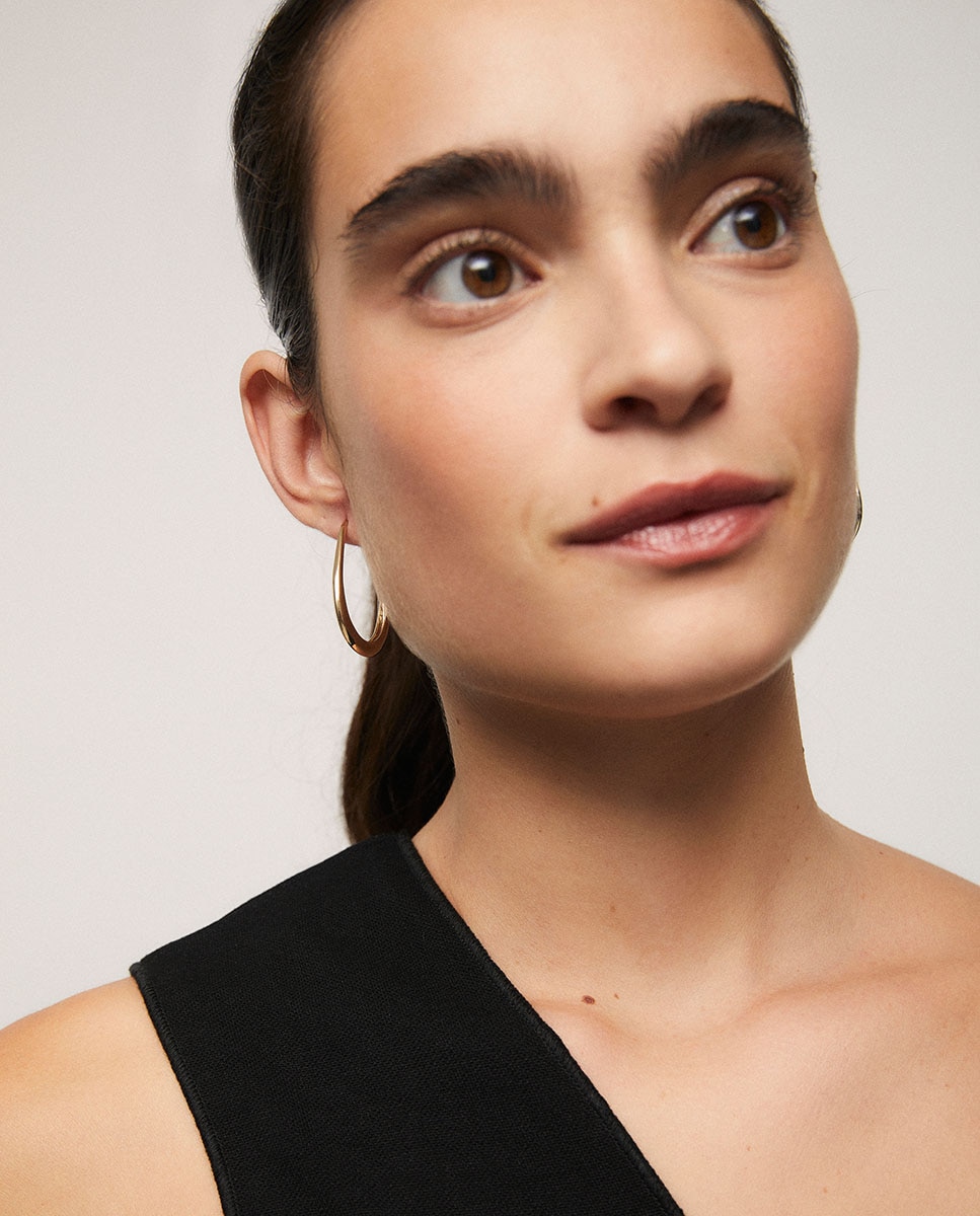Pendiente grande patti baño de oro de 18kt Oro-2